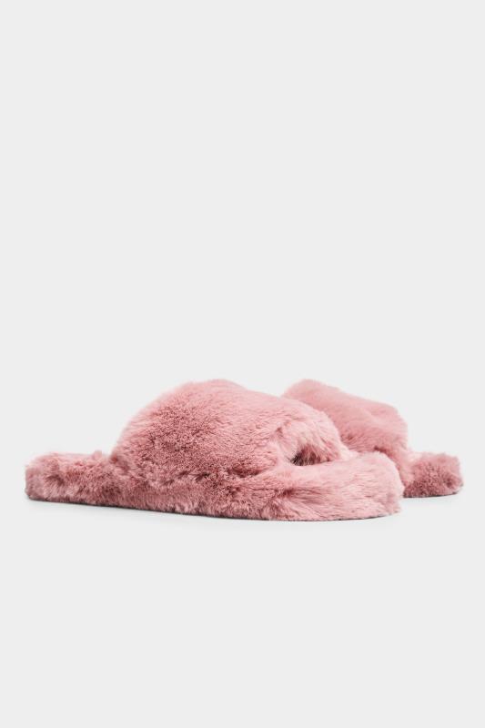 Dusky Pink Vegan Faux Fur Slippers In Regular Fit_B.jpg