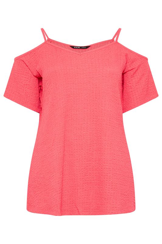 YOURS Plus Size Pink Textured Cold Shoulder Top | Yours Clothing 5