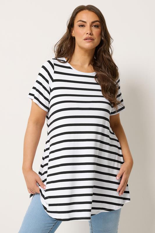  YOURS Zwart gestreept swing T-shirt