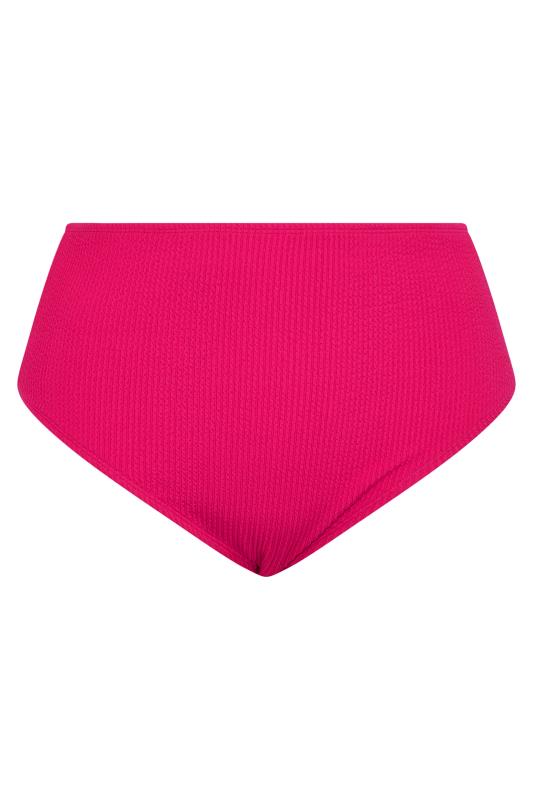 Curve Hot Pink Textured High Waisted Bikini Briefs 3
