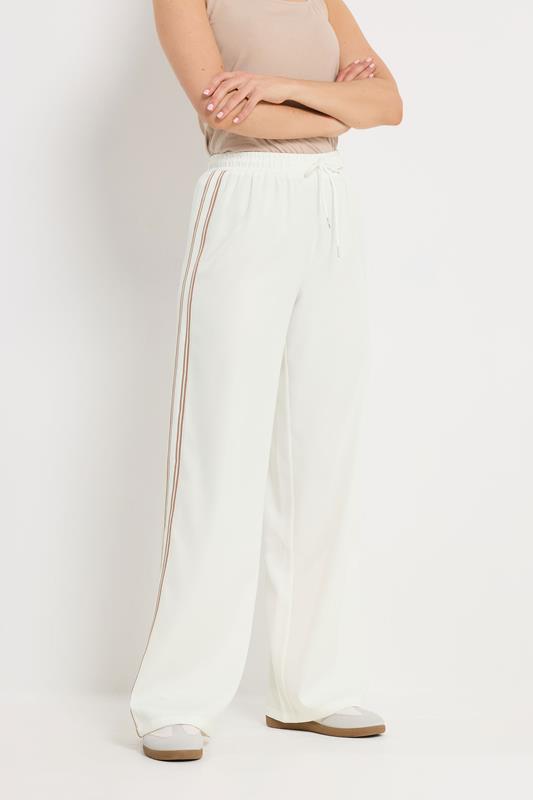 LTS Tall Women's Ivory White Side Stripe Wide Leg Trousers | Long Tall Sally 2