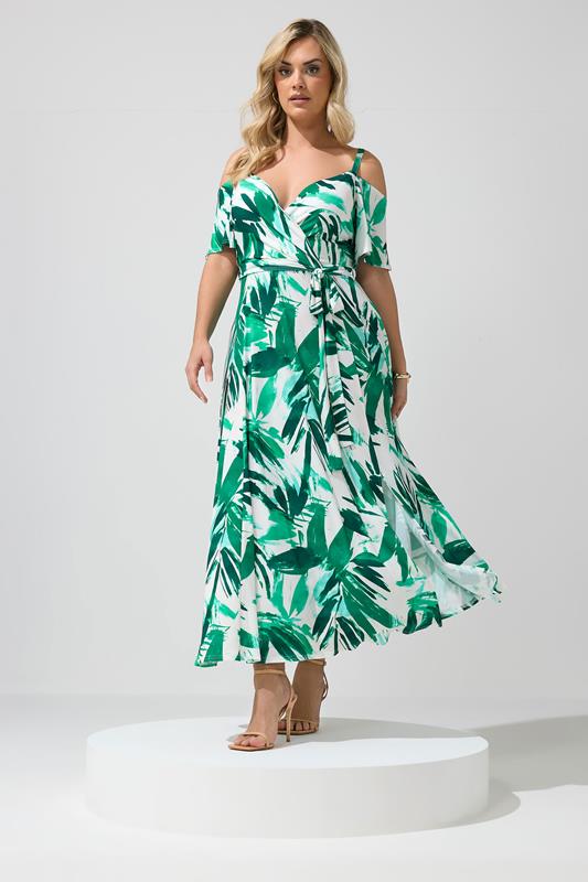 YOURS LONDON Plus Size Green Abstract Print Maxi Dress | Yours Clothing 1