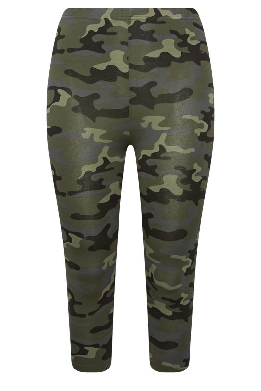 YOURS Plus Size Khaki Green Camo Cropped Leggings | Yours Clothing 5