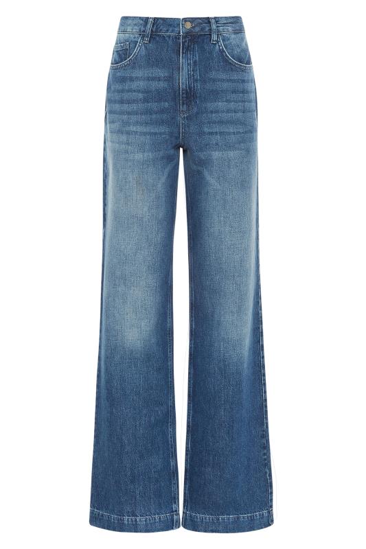 Mid Blue Denim Wide Leg Jeans | Long Tall Sally