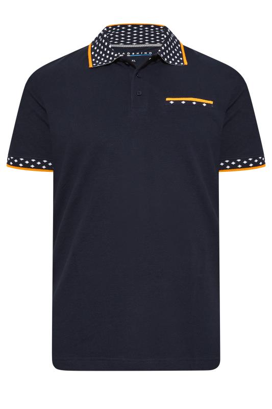 BadRhino Big & Tall Navy Blue Dobby Collar Polo Shirt | BadRhino 3