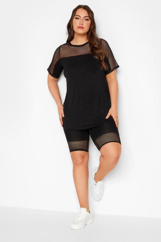 LIMITED COLLECTION Plus Size Black Fishnet Detail T-Shirt | Yours Clothing 2