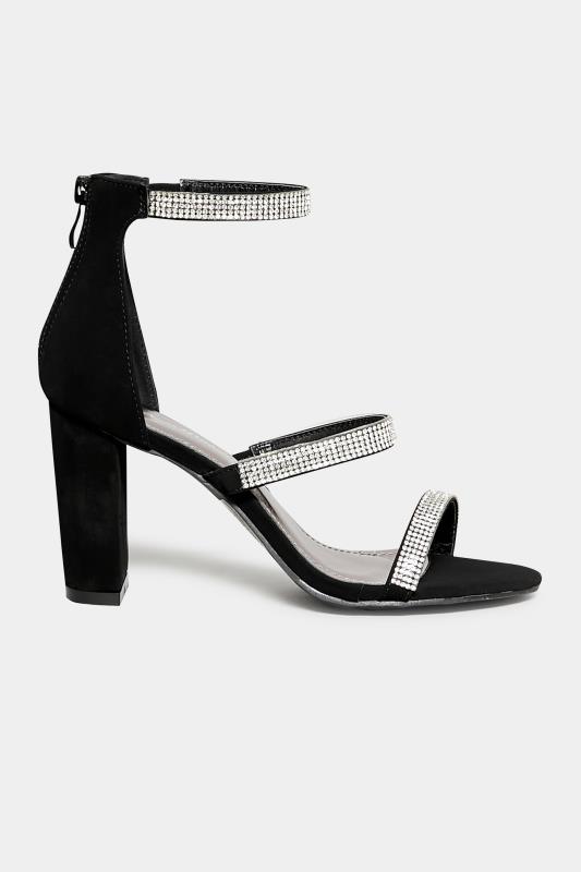 PixieGirl Black Diamante Multi Strap Heels In Standard D Fit | PixieGirl 3