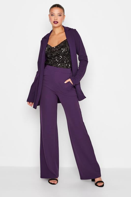 LTS Tall Women's Dark Purple Scuba Wide Leg Trousers | Long Tall Sally 2