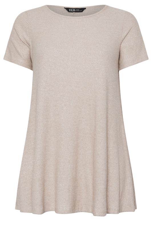 YOURS Plus Size Natural Brown Soft Touched Ribbed T-Shirt | Yours Clothing 5