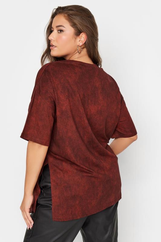 YOURS Plus Size Red Acid Wash Oversized T-Shirt | Yours Clothing 3