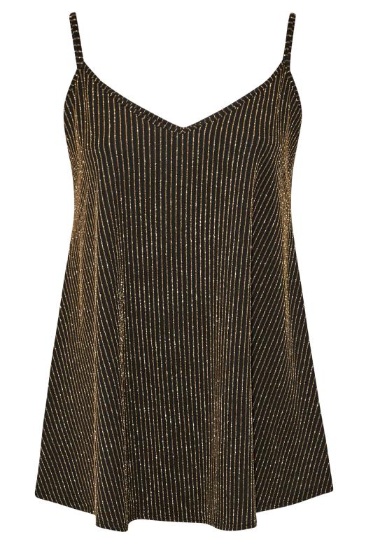LIMITED COLLECTION Plus Size Black & Gold Glitter Cami Swing Style Top | Yours Clothing 5
