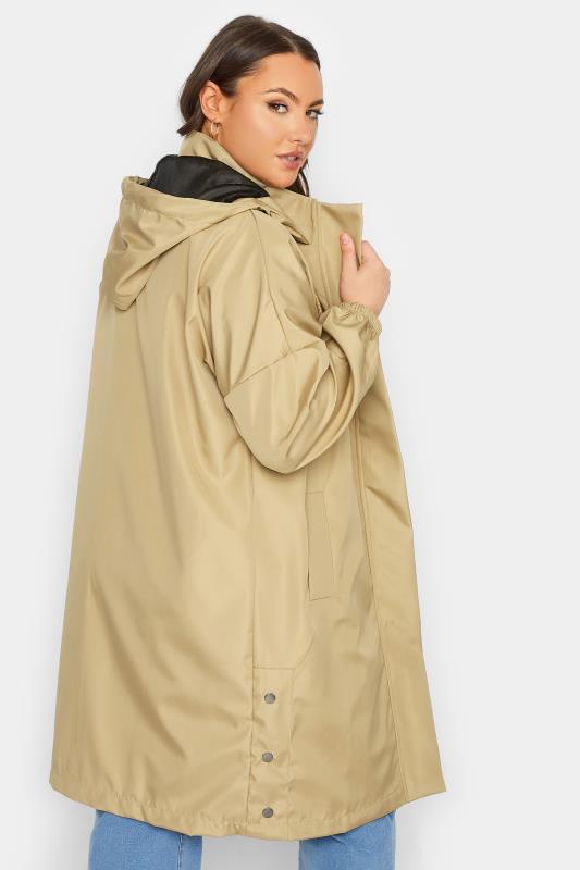 YOURS LUXURY Curve Beige Brown Longline Raincoat | Yours Clothing 3