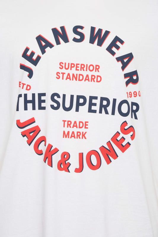 JACK & JONES Big & Tall White Printed Crew Neck T-Shirt | BadRhino 2