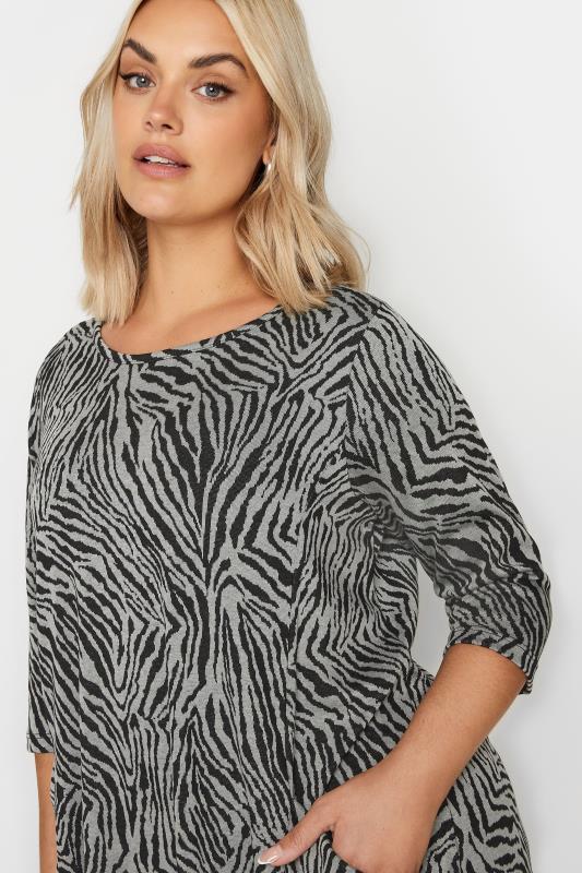 YOURS Plus Size Grey Zebra Print Soft Touch Pocket Dress | Yours Clothing 4