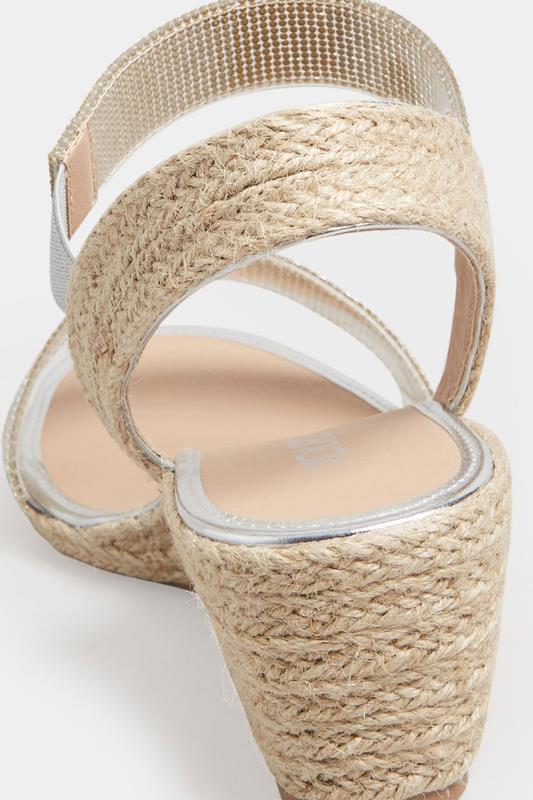 Silver Espadrille Wedge Sandals In Wide E Fit & Extra Wide EEE Fit 4