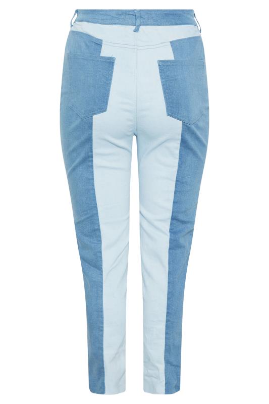 Curve Blue Two Tone MOM Jeans 5