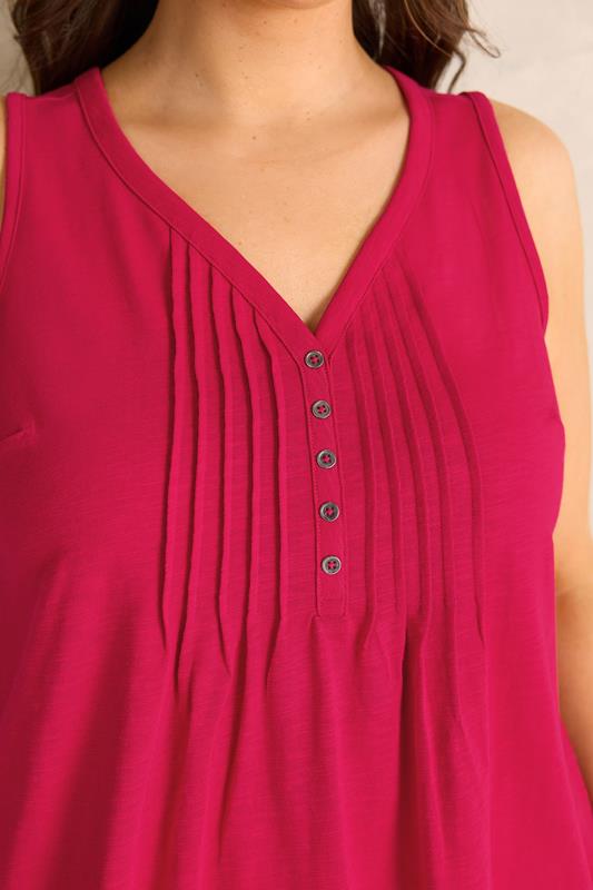EVANS Plus Size Red Sleeveless Henley Top | Evans 4