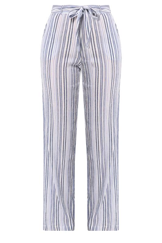 LTS Tall Women's Blue & White Stripe Wide Leg Trousers | Long Tall Sally 5