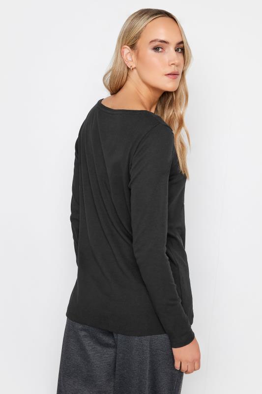 LTS Tall Women's Black Crew Neck Long Sleeve Cotton T-Shirt | Long Tall Sally 3