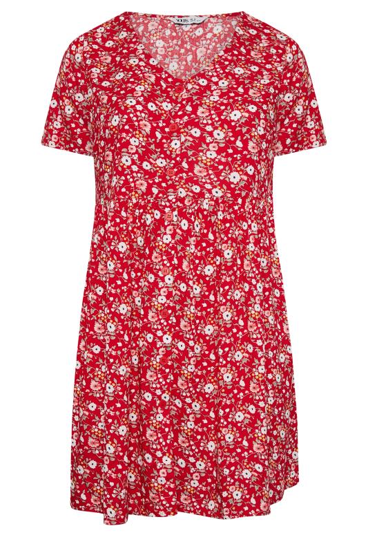 YOURS Plus Size Red Floral Print Button Through Dress | Yours Clothing 6