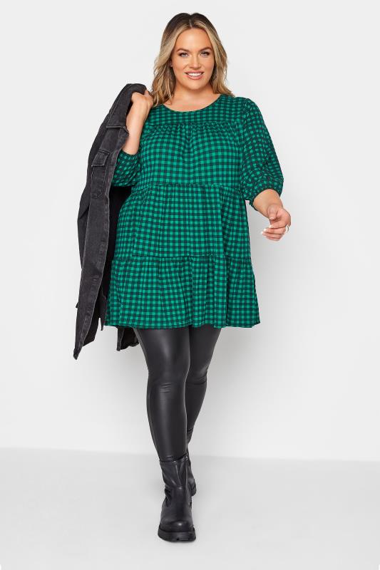 LIMITED COLLECTION Green Check Balloon Sleeve Top_B.jpg