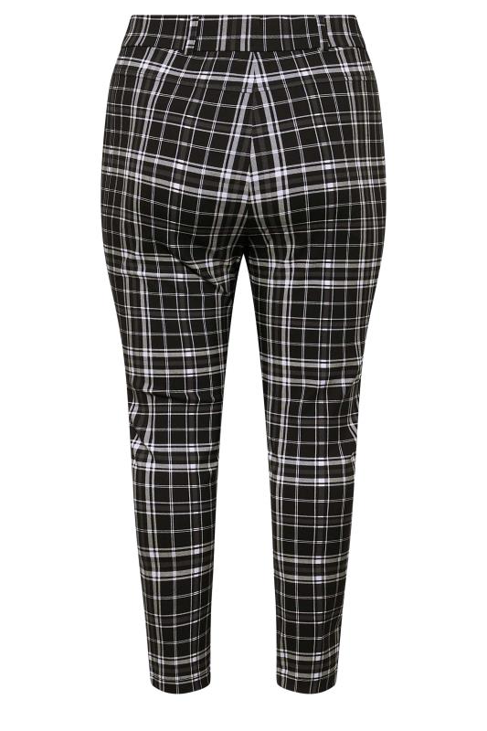 Plus Size Black Check Print Bengaline Slim Leg Stretch Trousers | Yours Clothing 5