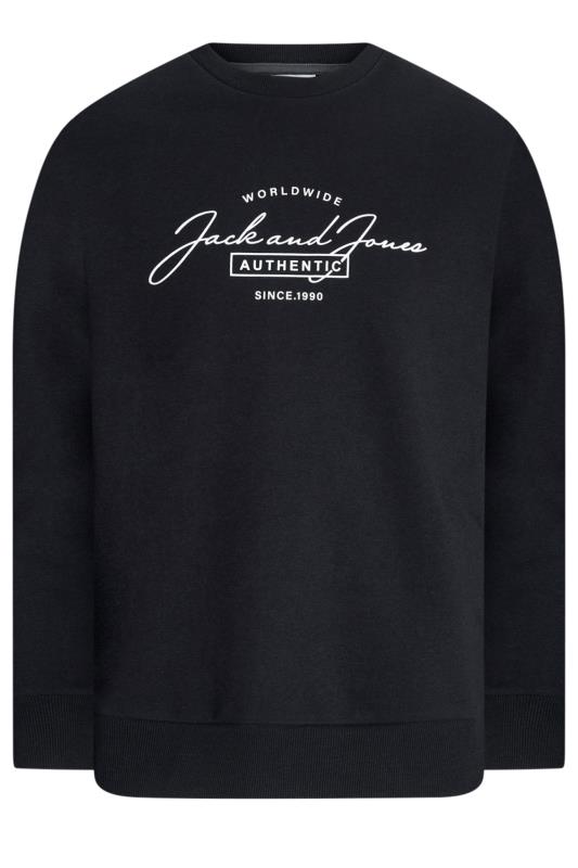 JACK & JONES Big & Tall Black 'Ferris' Crew Neck Sweatshirt | BadRhino 2