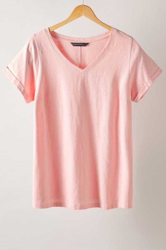 EVANS Plus Size Pink Pure Cotton T-Shirt | Yours Curve 6