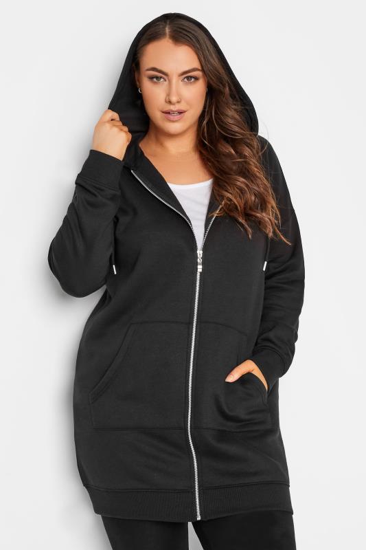 YOURS Plus Size Black Longline Zip Hoodie | Yours Clothing 4