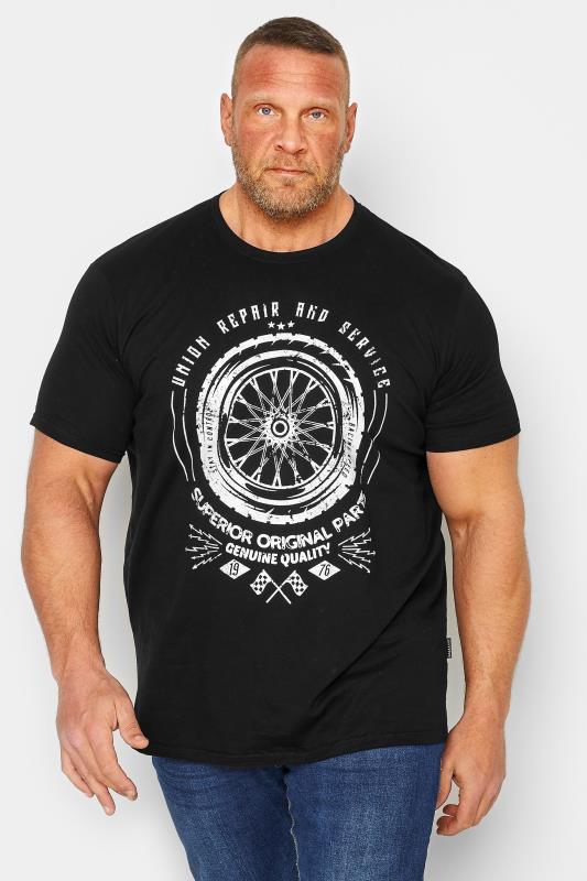 BadRhino Big & Tall Black Union Repair Print T-Shirt | BadRhino 1
