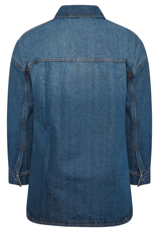 YOURS Plus Size Indigo Blue Denim Western Shacket | Yours Clothing 7
