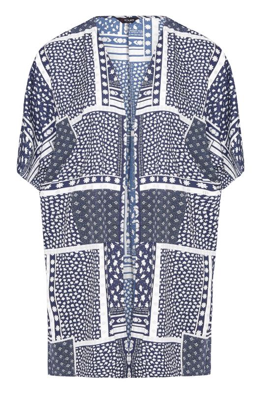 LIMITED COLLECTION Curve Navy Blue Patchwork Print Kimono 7