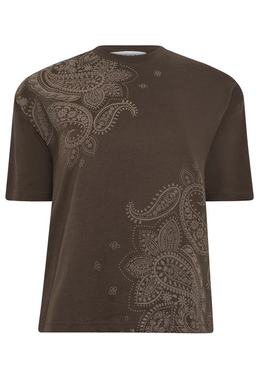 PixieGirl Petite Women's Chocolate Brown Paisley Cotton T-Shirt | PixieGirl 5