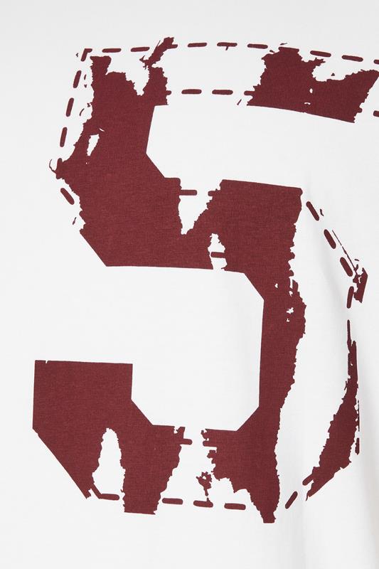 BadRhino Big & Tall Red & White Extra Long Raglan Football T-Shirt | BadRhino 7