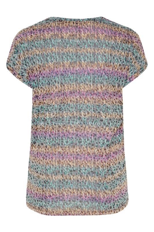 YOURS Plus Size Curve Pink & Yellow Stripe Animal Print T-Shirt | Yours Clothing  6