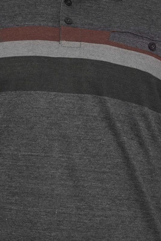 KAM Big & Tall Charcoal Grey Stripe Polo Shirt | BadRhino  2