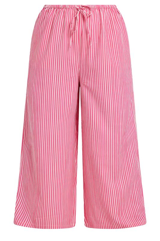 YOURS Plus Size Pink Striped Wide Leg Trousers | Yours Clothing 5
