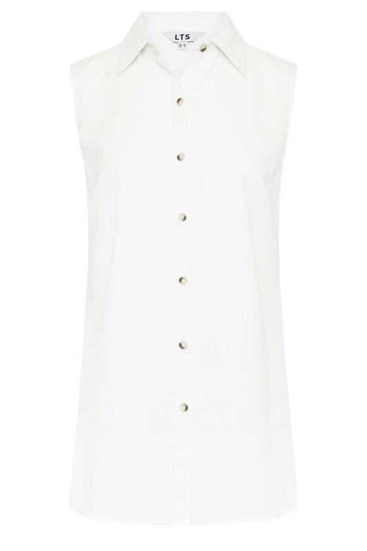 LTS Tall Women's White Sleeveless Linen Blend Shirt | Long Tall Sally  6