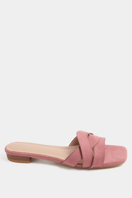LTS Pink Twisted Block Mule Sandals In Standard Fit | Long Tall Sally 2