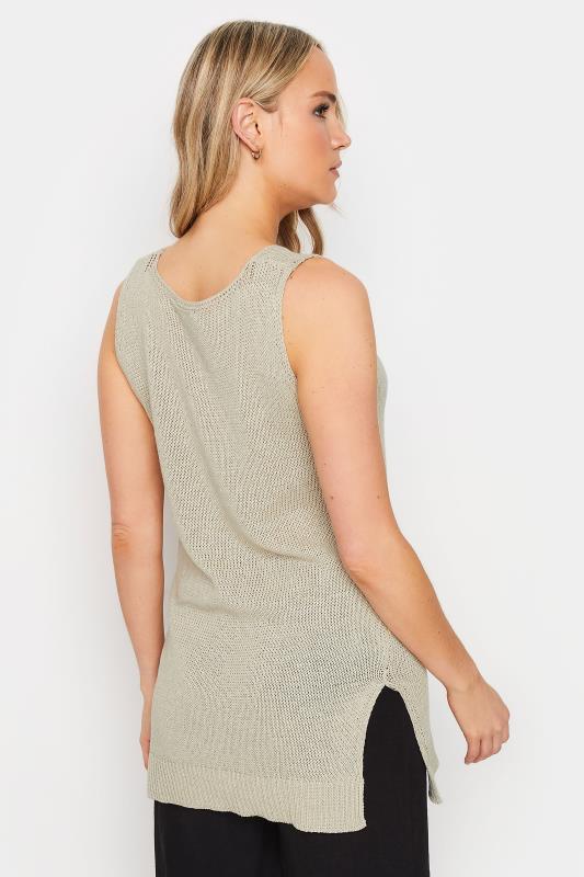 LTS Tall Stone Brown Knitted V-Neck Vest Top | Long Tall Sally  3