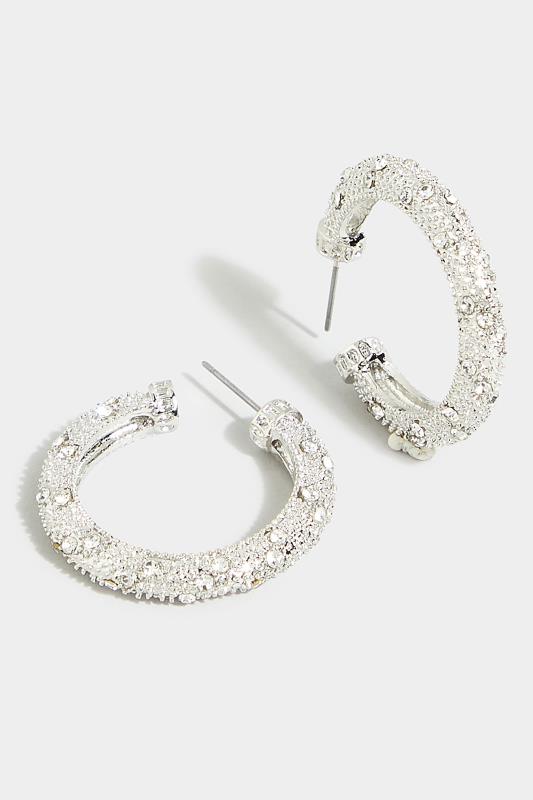 Silver Hoop Diamante Earrings 3