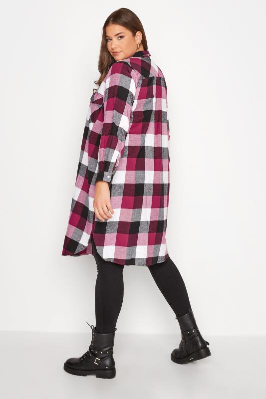 Plus Size Pink Brushed Midi Check Shirt | Yours Clothing 4