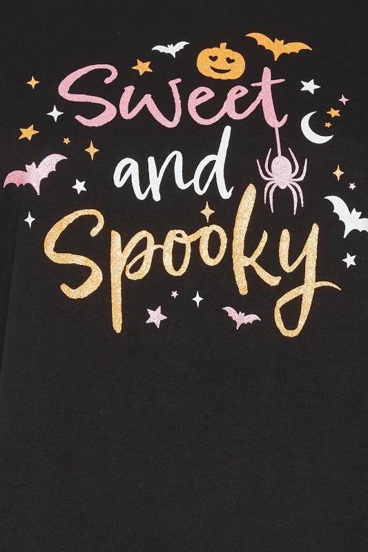 LIMITED COLLECTION Curve Black Halloween 'Sweet & Spooky' Slogan T-Shirt  6