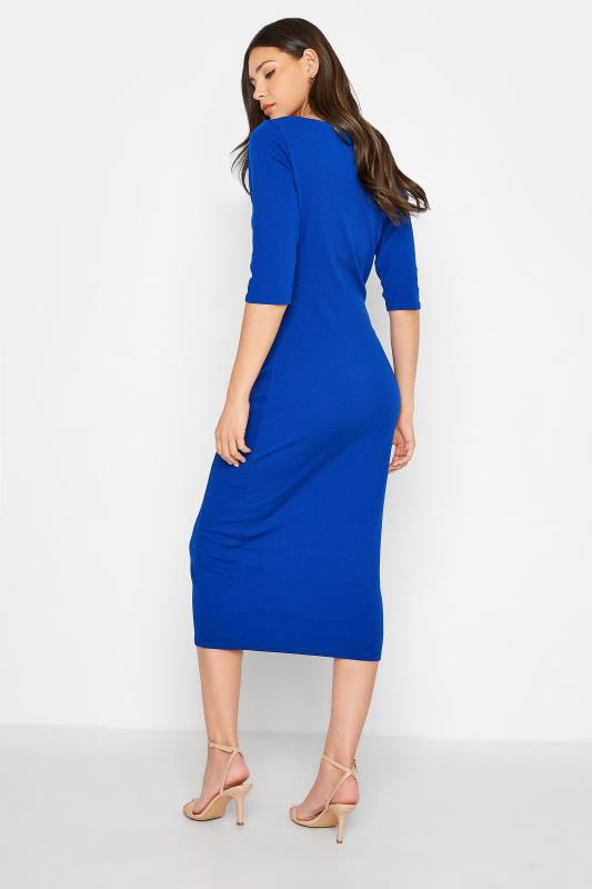 LTS Tall Bright Cobalt Blue Notch Neck Midi Dress 3
