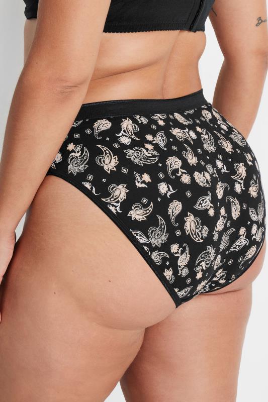 YOURS Plus Size 5 PACK Natural Brown Paisley Print Briefs | Yours Clothing 3