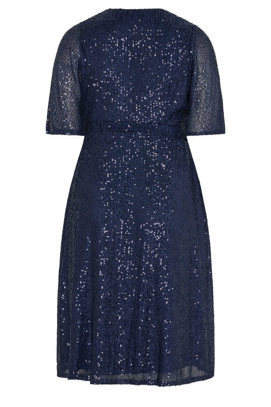 blue sparkle wrap dress Yours London Women's Plus Size Navy Sequin Size 16 How Abbi's Blue Dress Size:10 - Bust 36