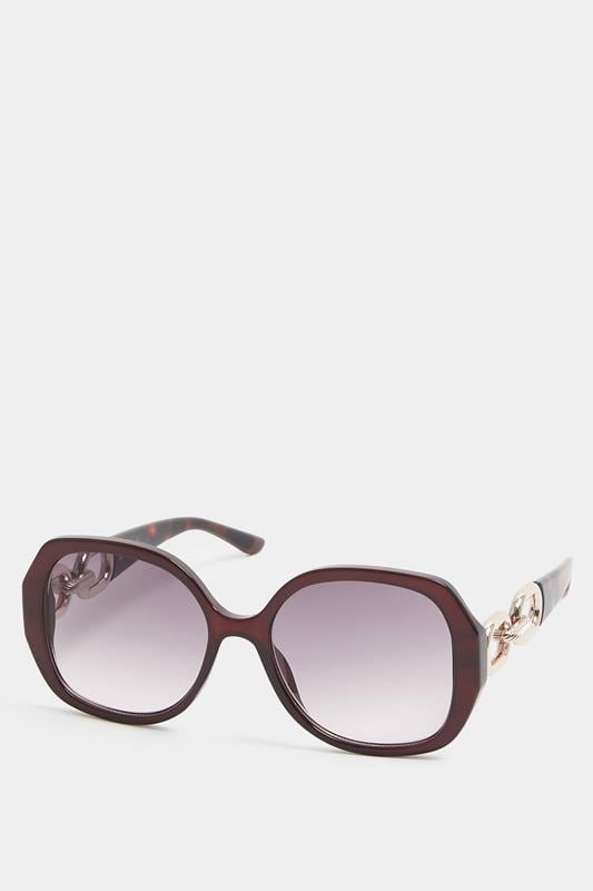 Brown Chain Oversized Sunglasses | Yours Clothing 2
