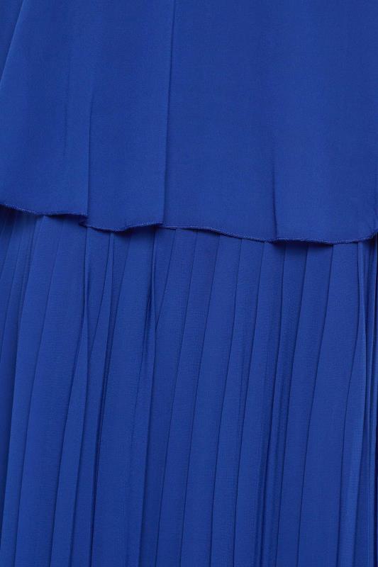 YOURS LONDON Plus Size Cobalt Blue Pleated Overlay Midi Dress | Yours Clothing 6