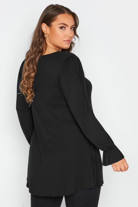 LIMITED COLLECTION Plus Size Black Lattice Front Top | Yours Clothing 3