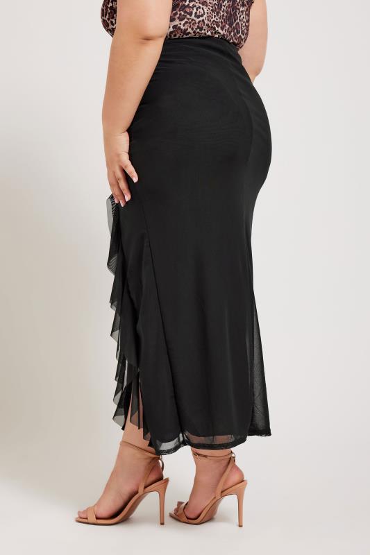 YOURS LONDON Plus Size Black Ruffle Maxi Skirt | Yours Clothing 3